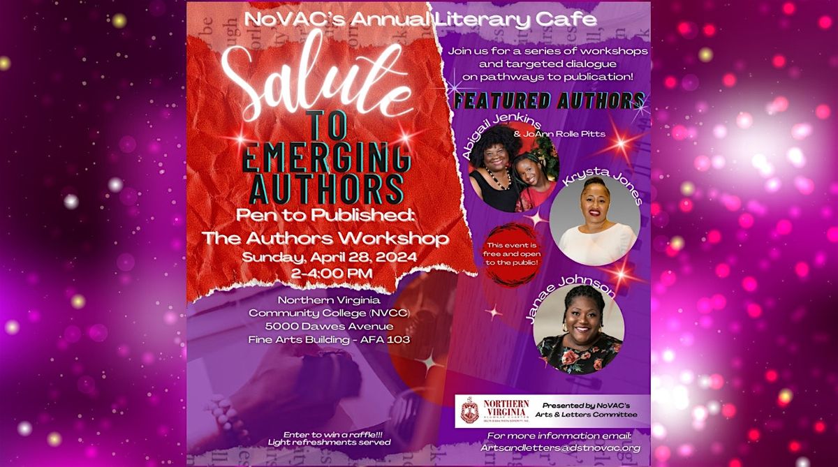 NoVAC's Annual Literary Cafe: Salute to Emerging Authors  Workshop
