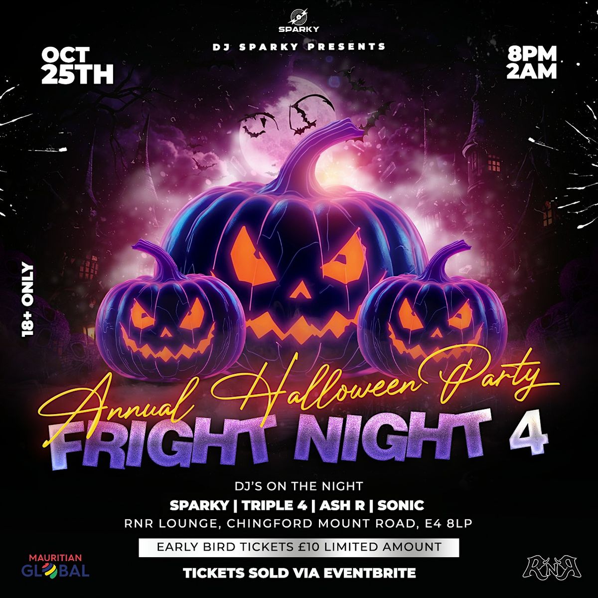 FRIGHT NIGHT 4 DJ SPARKY ANNUAL HALLOWEEN PARTY, RnR Lounge, London