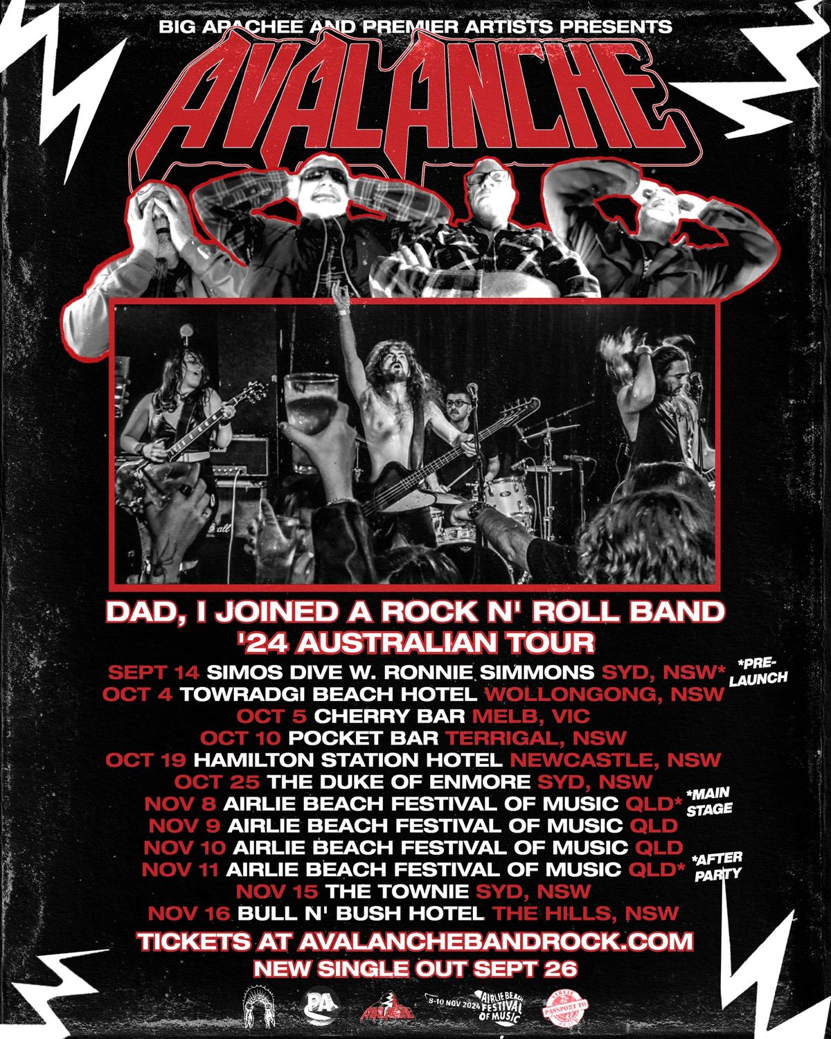 AVALANCHE 'Dad, I Joined A Rock N' Roll Band\u2019 Tour \/ Bull N' Bush Hotel, BAULKHAM HILLS