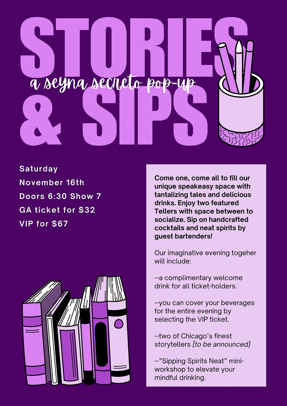 Stories & Sips: a Seyna Secreto pop-up series