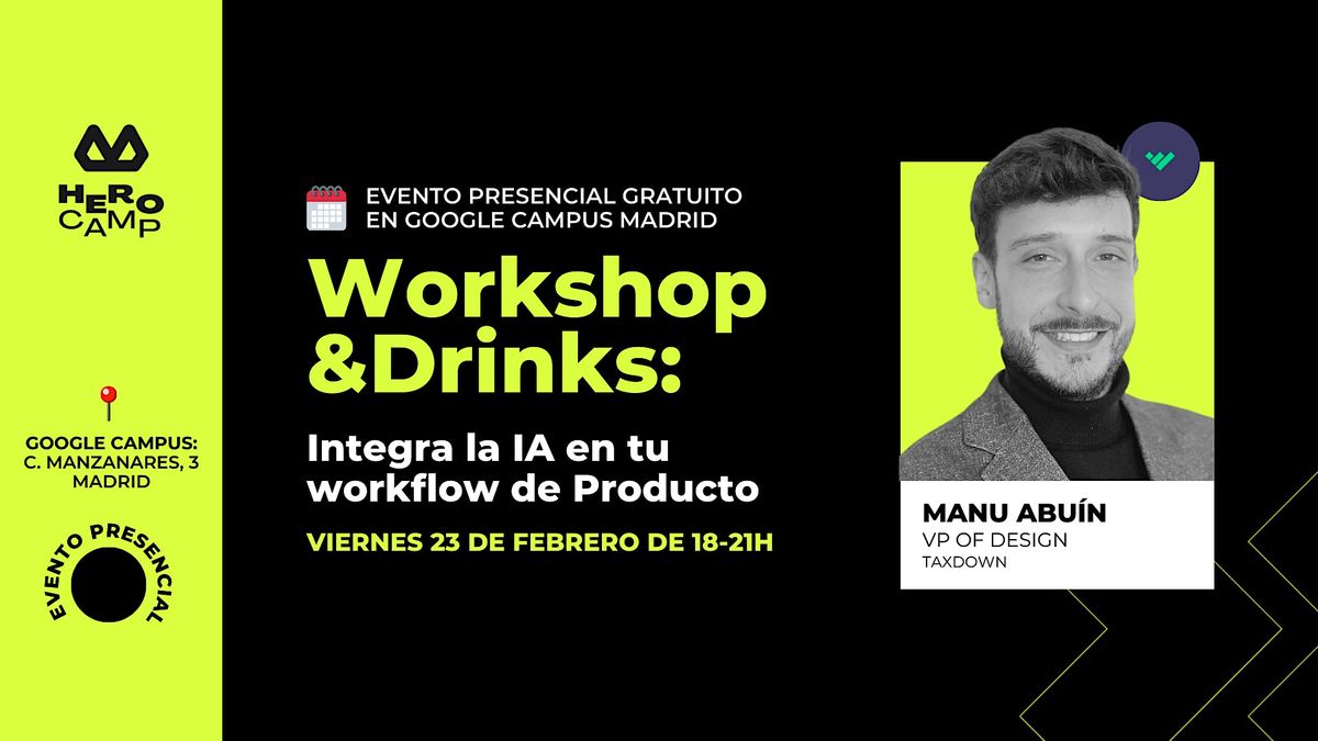 Workshop&Drinks: integra la IA en tu workflow de Producto