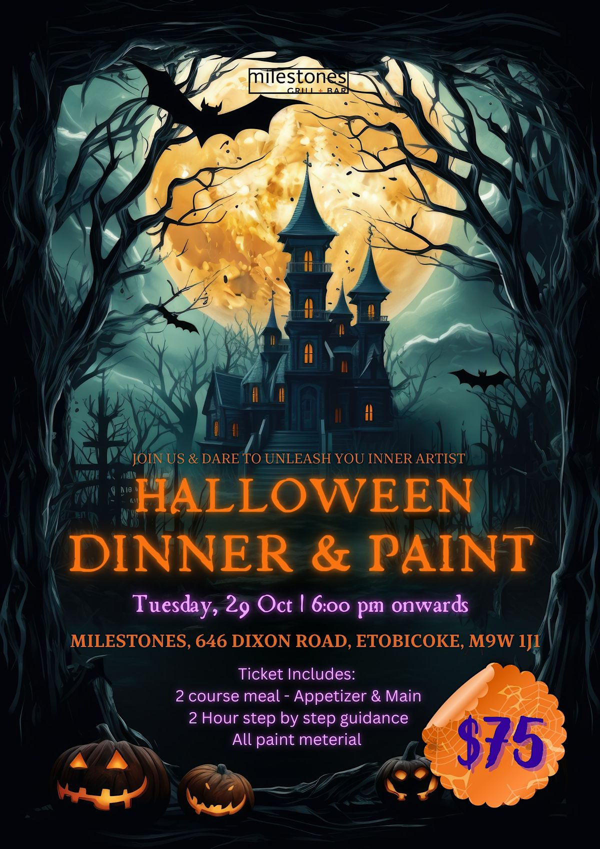 Halloween Dinner & Paint - Etobicoke