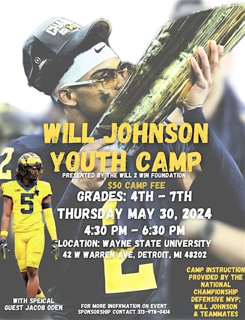 2nd Annual Will 2 Win Youth Foundation Youth Camp @ Wayne State University