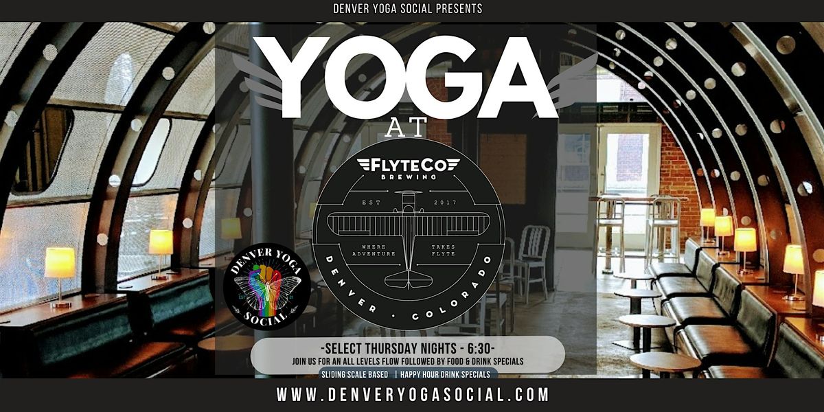 Yoga at Flyte Co Brewing on 38th Ave in the Highlands