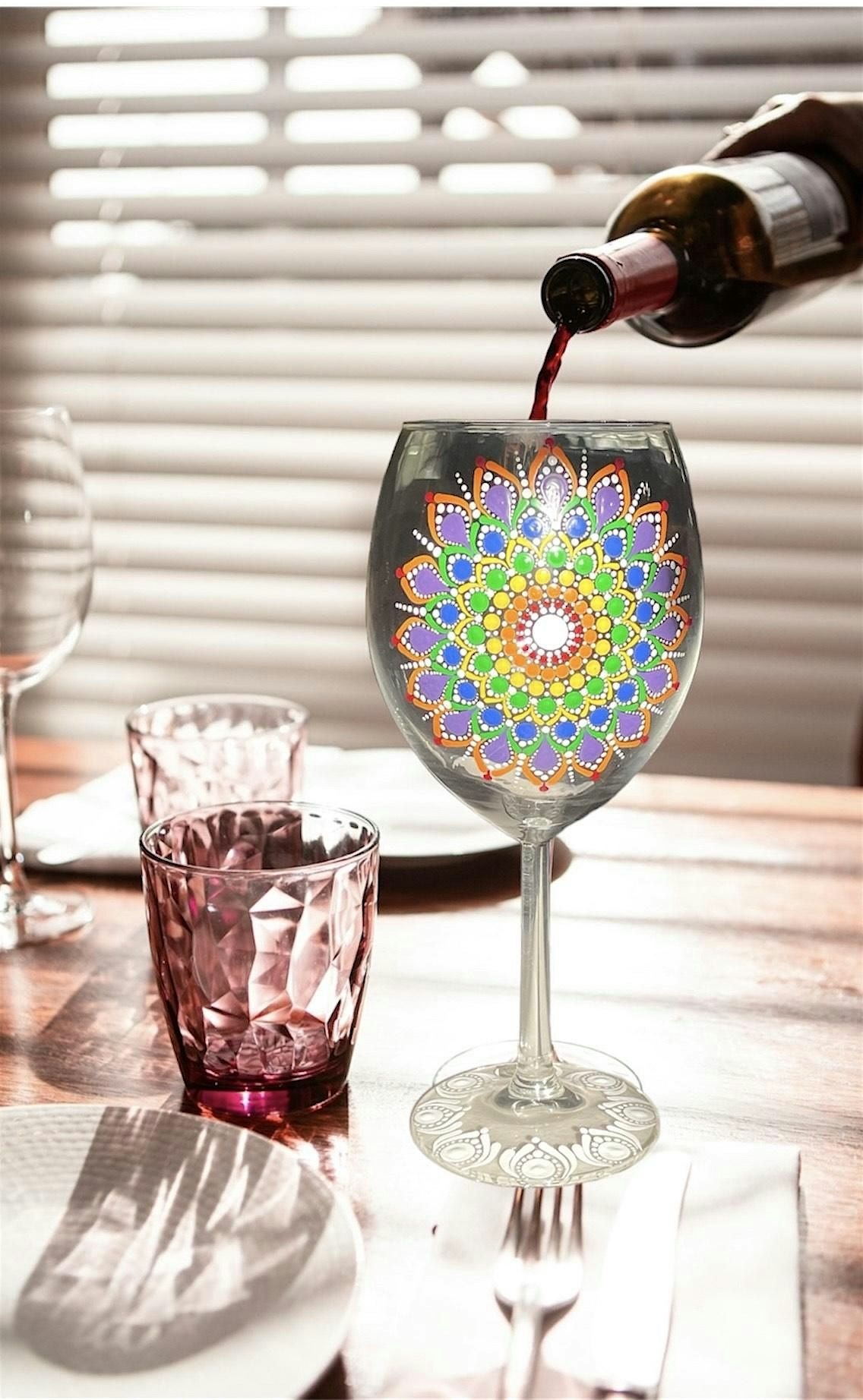 Dip n Dot Mandala Art on a Wine Glass