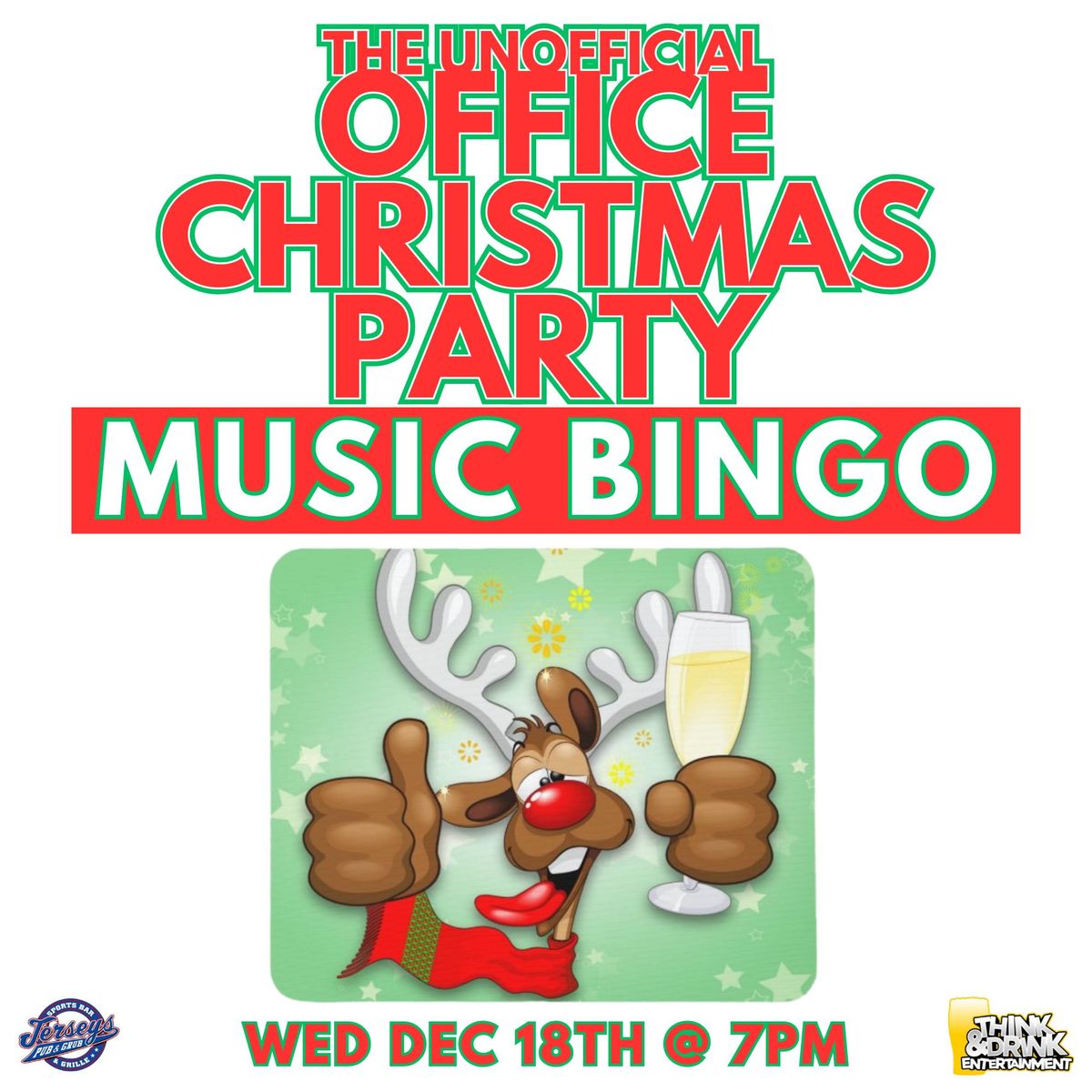 Office Xmas Party Music Bingo @ Jerseys Pub and Grub (Cedar Rapids, IA) \/ Wed Dec 18th @ 7pm