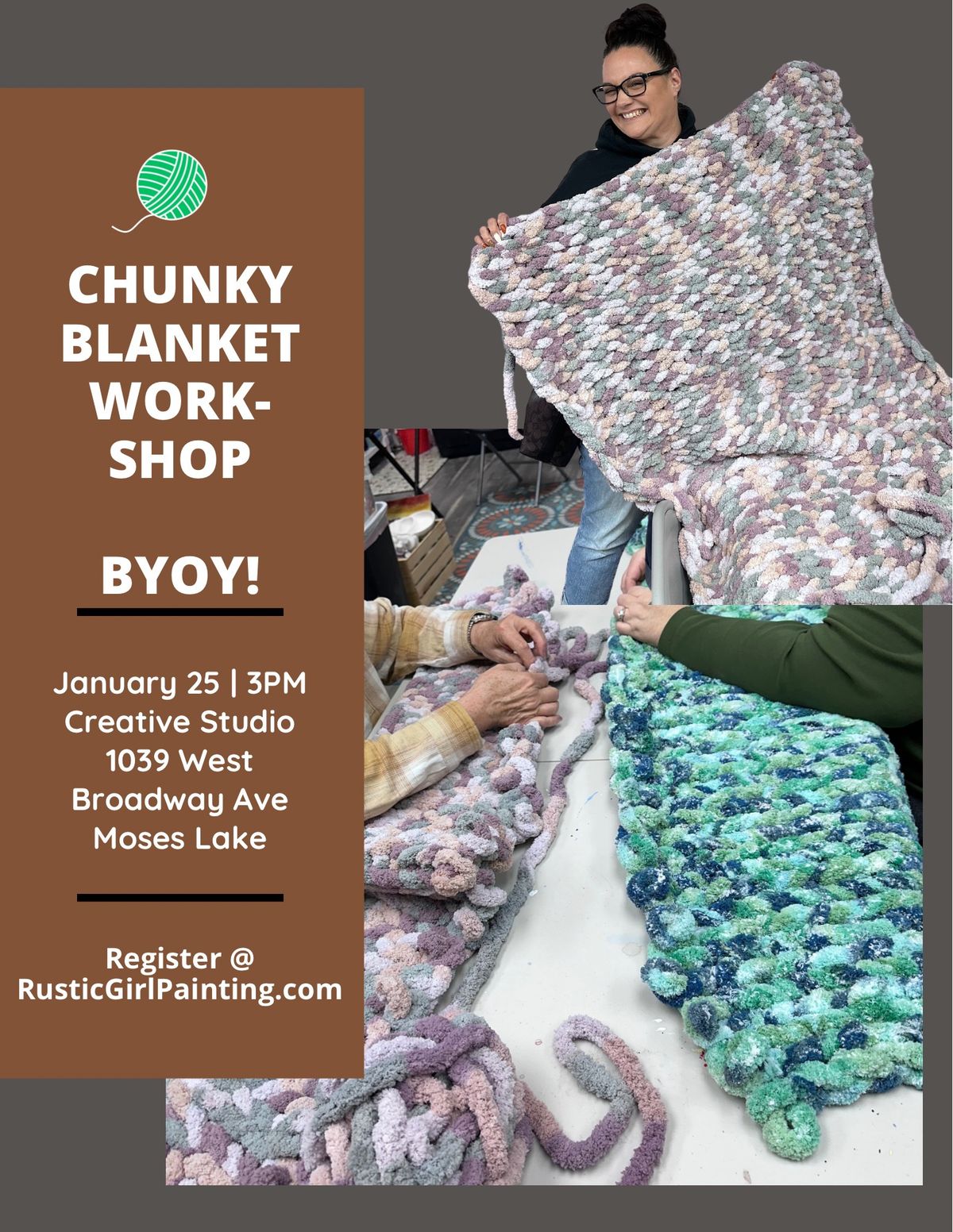 Chunky blanket workshop (Bring your own yarn!)