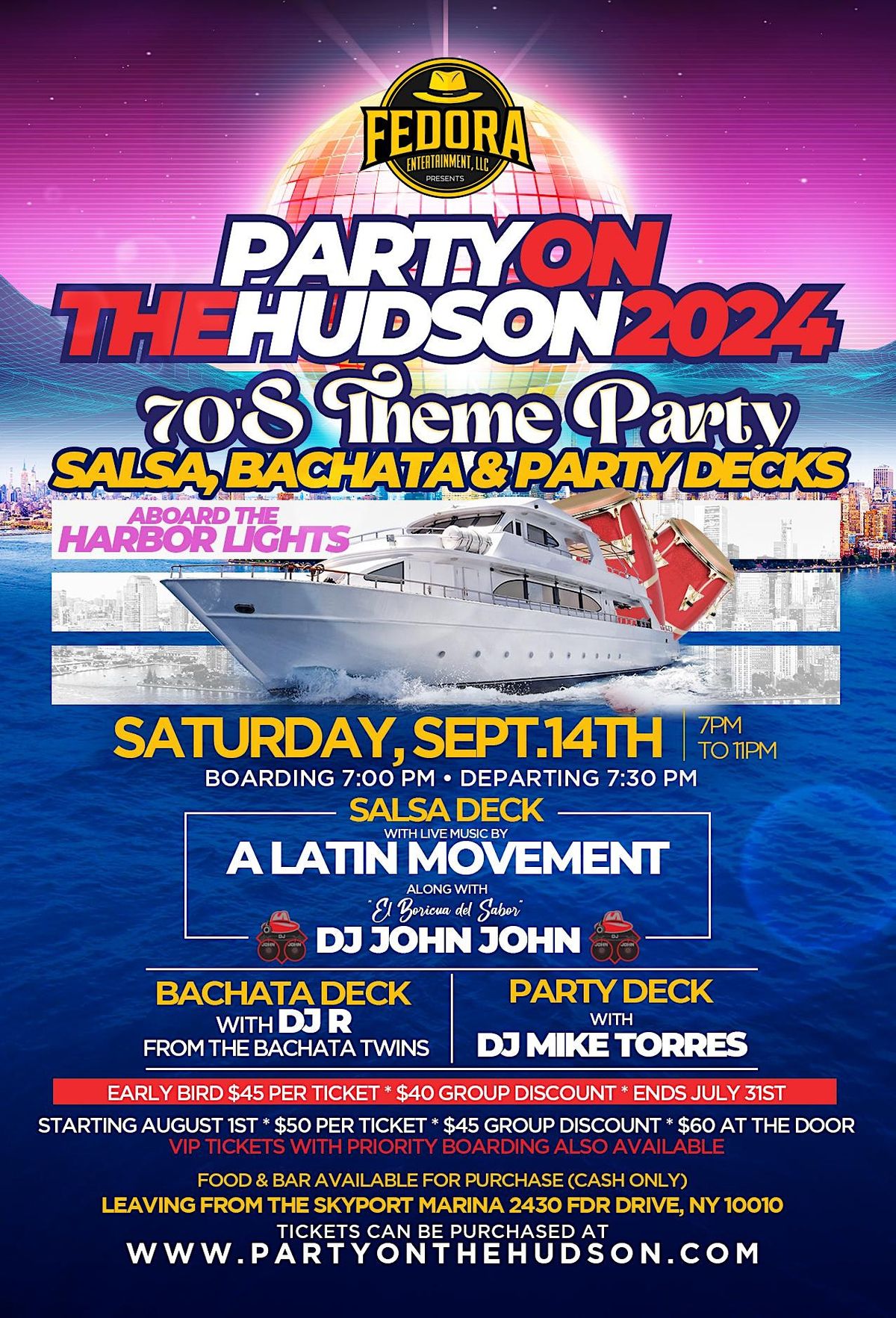 Party On The Hudson 70'S THEME PARTY with 3 Decks of Music