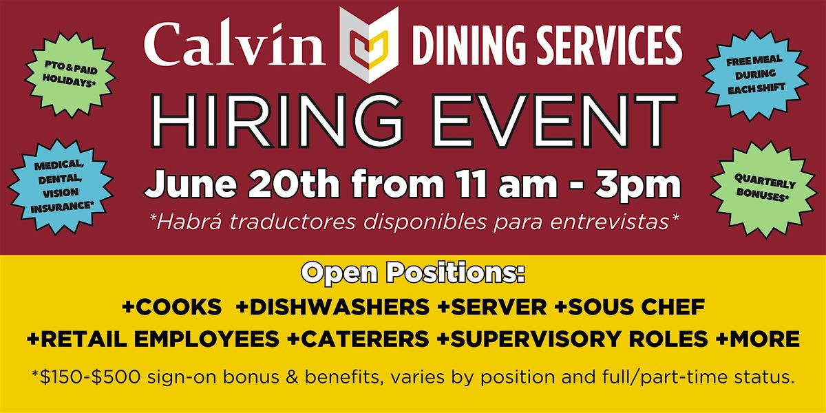 Creative Dining Services at Calvin University Hiring Event!
