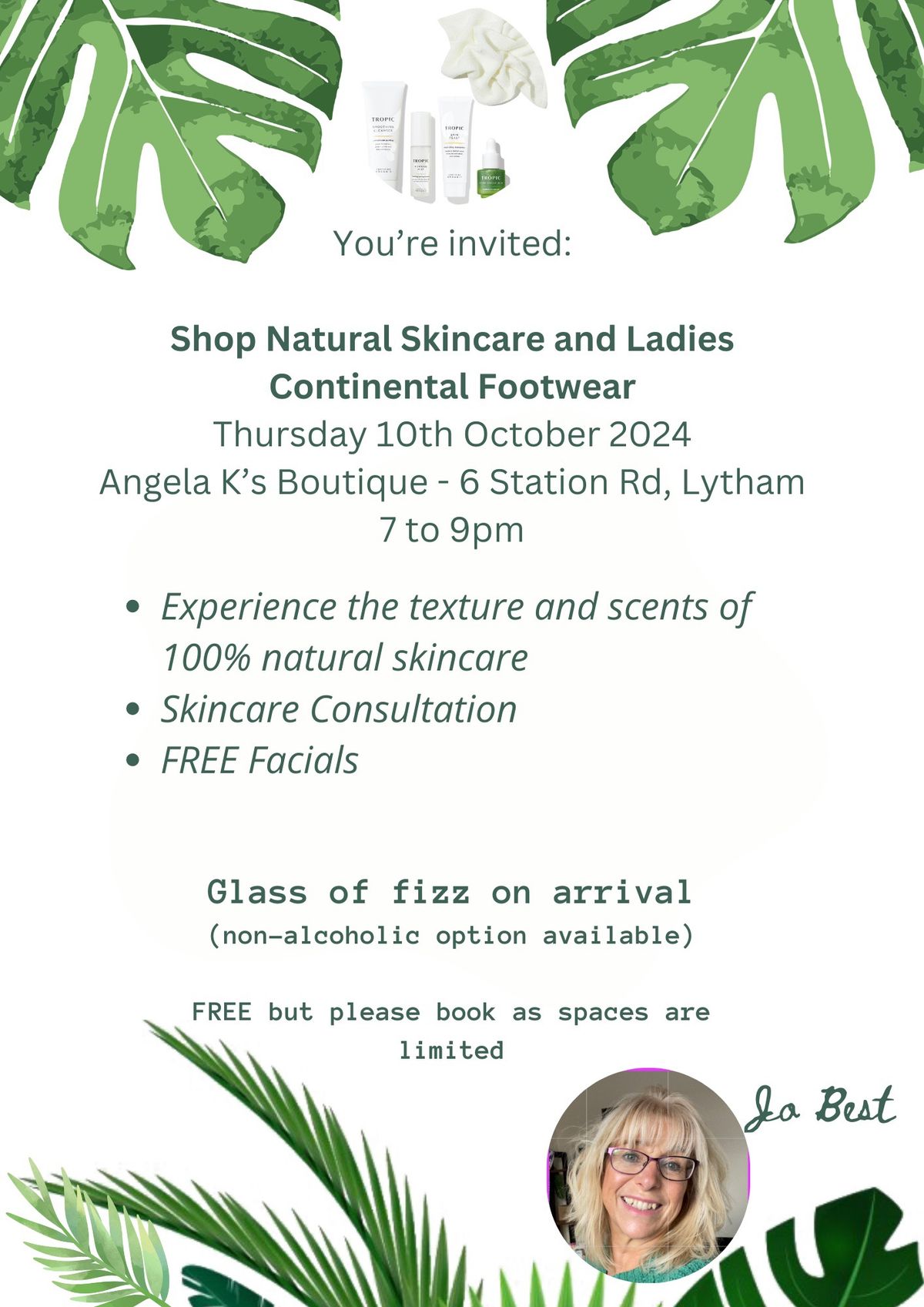 Natural skincare and ladies Continental footwear