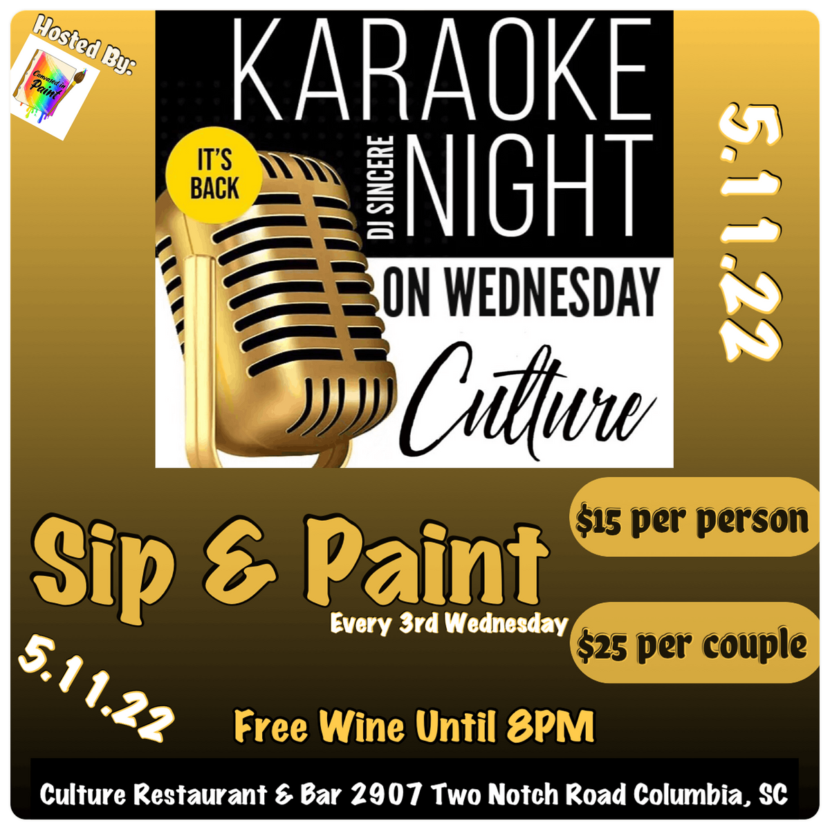 Karaoke Night\/Sip &Paint !!!Free Wine Until 8PM!!!!!