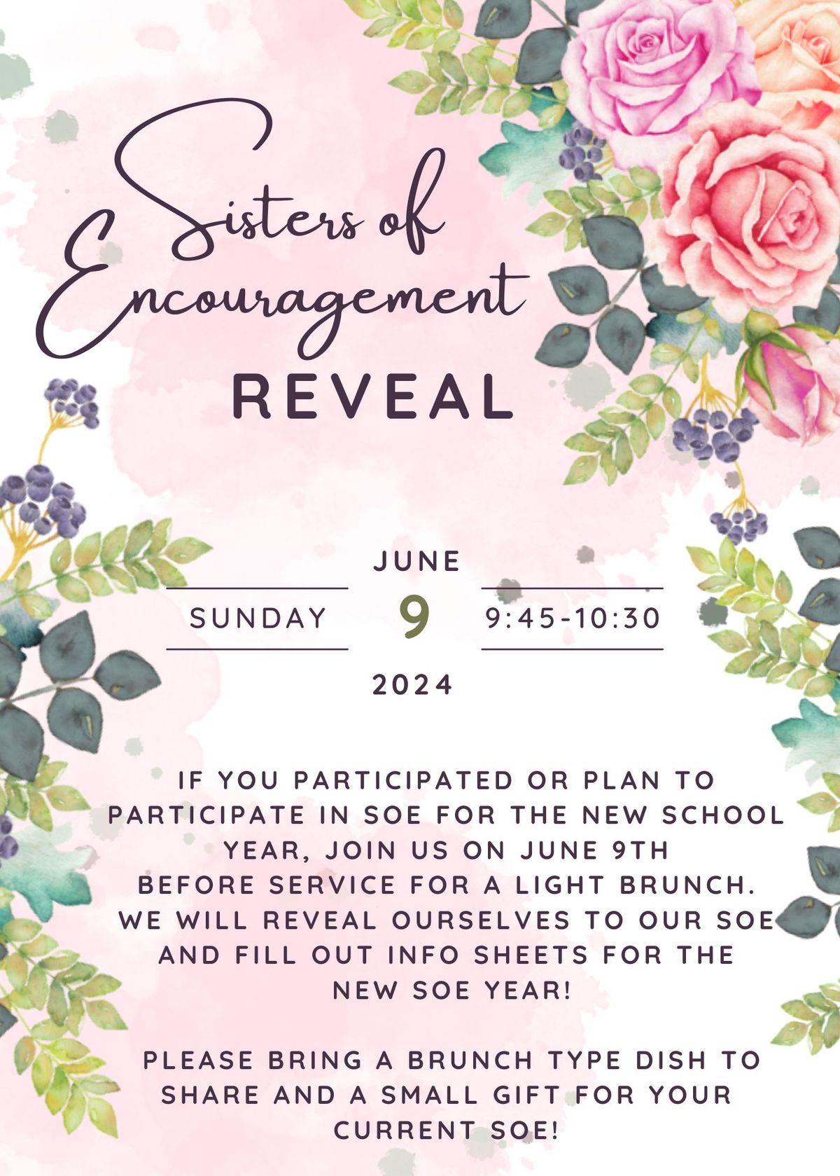 Sisters of Encouragement Reveal Brunch & info for NEW SOE YEAR