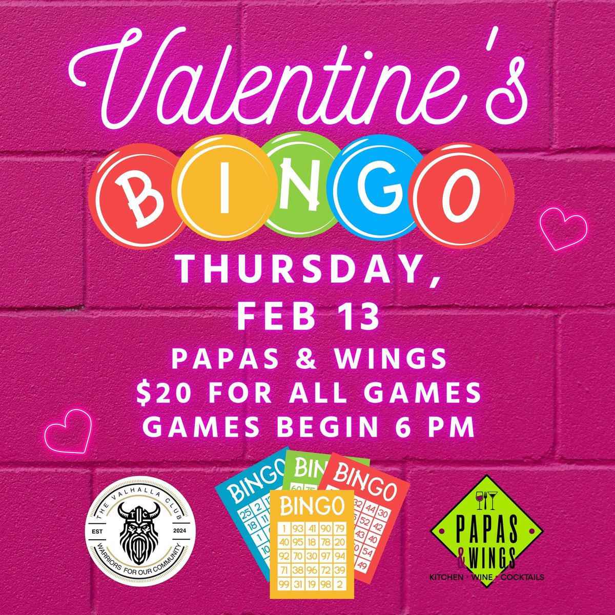 Valentine\u2019s Bingo \ud83d\udc8c @ Papas & Wings