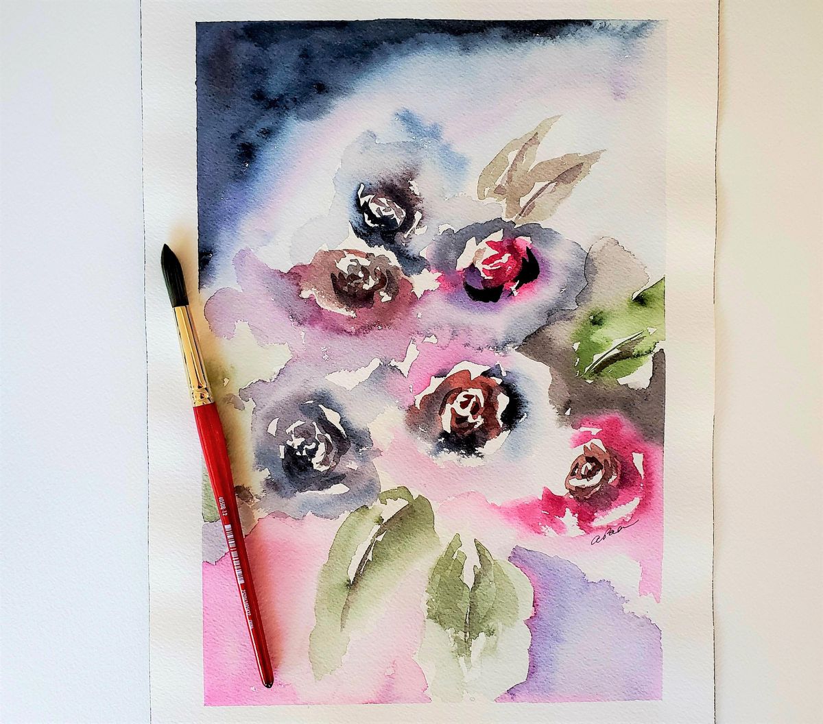 Watercolor For Beginners: Loose Rose Bouquet