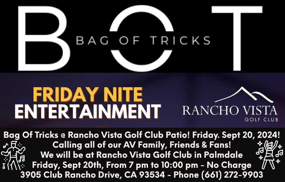 Bag Of Tricks @ Rancho Vista Golf Club Patio, Sept 20th, 2024 - 7PM to 10PM