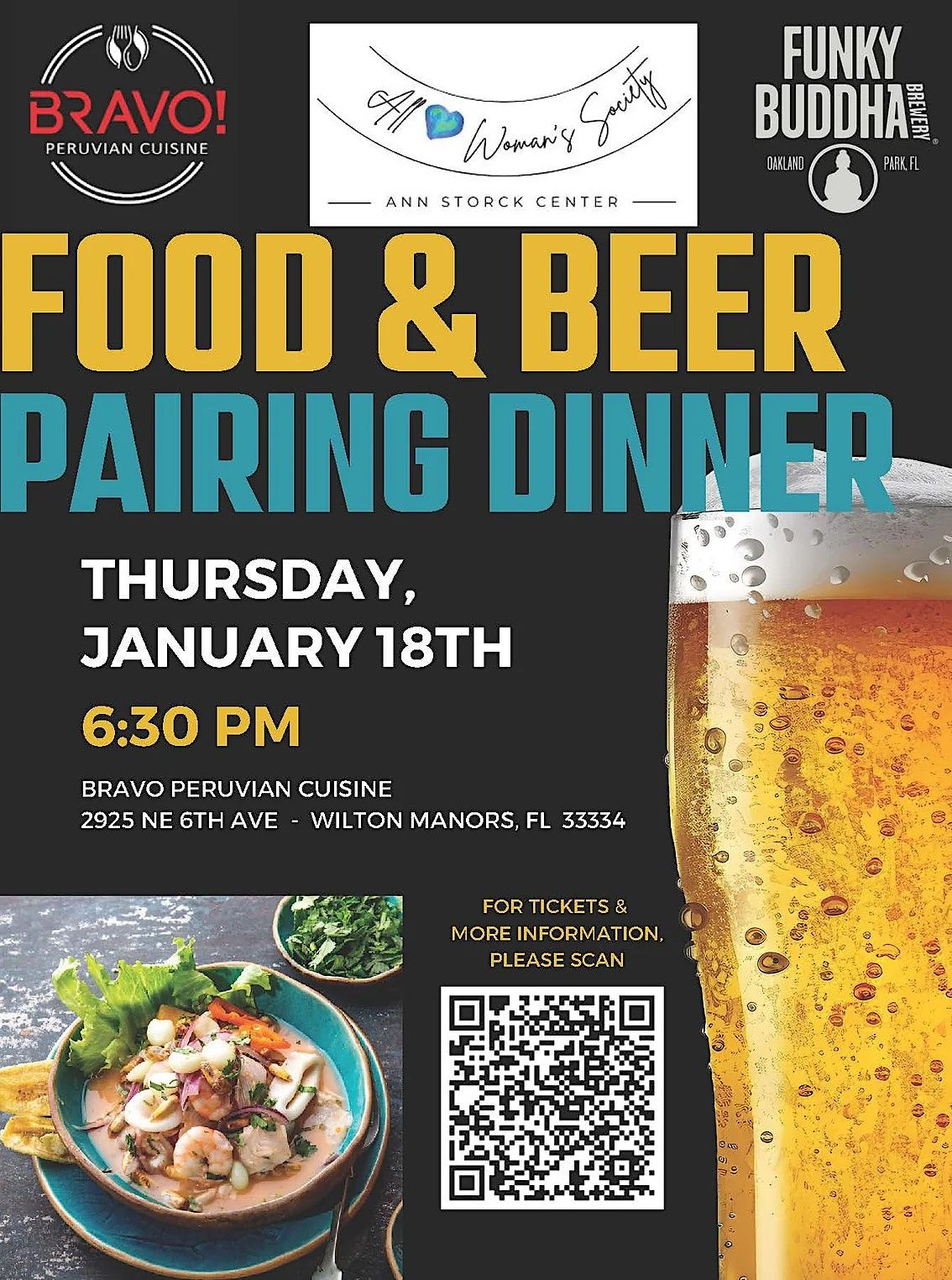 Ann Storck Center to Host a Food\/Beer Pairing with Funky Buddha on 1\/18