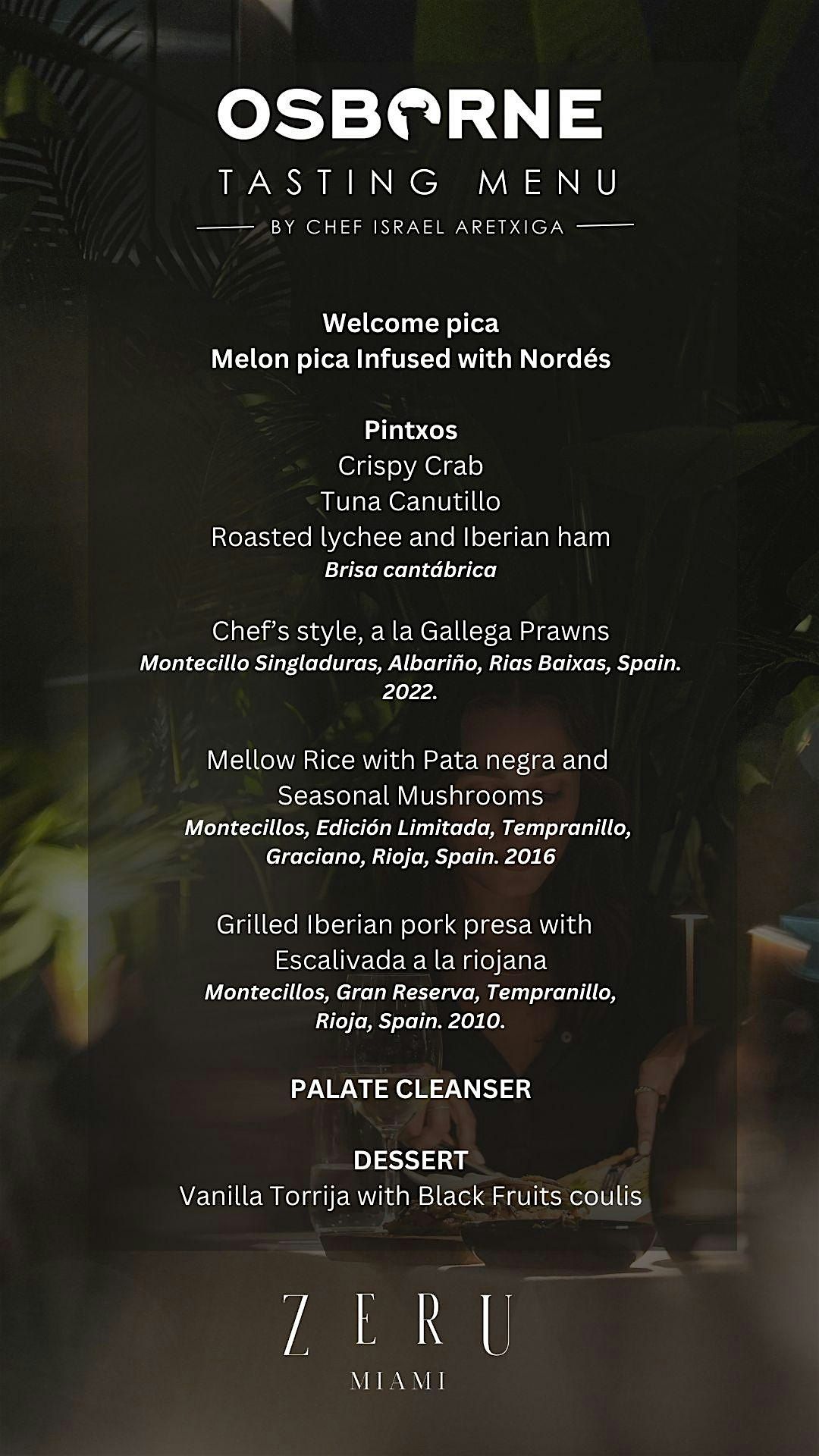 Wine pairing tasting menu - Osborne