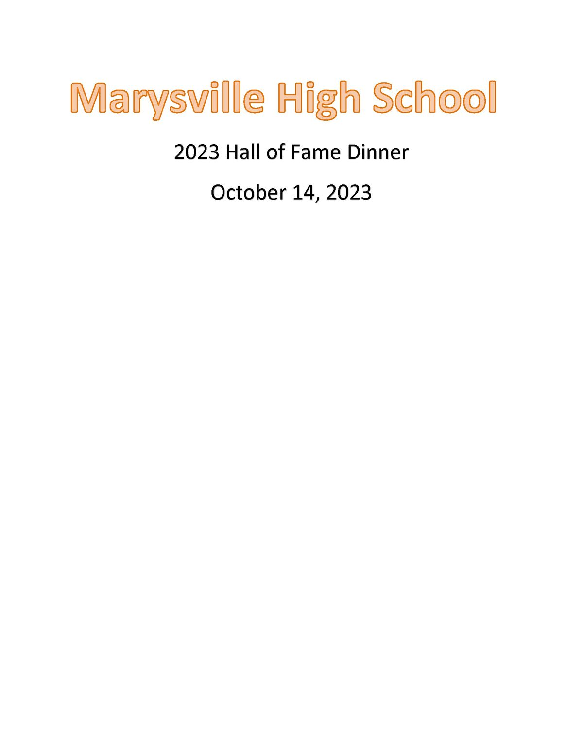 2023 Marysville High School Hall of Fame dinner