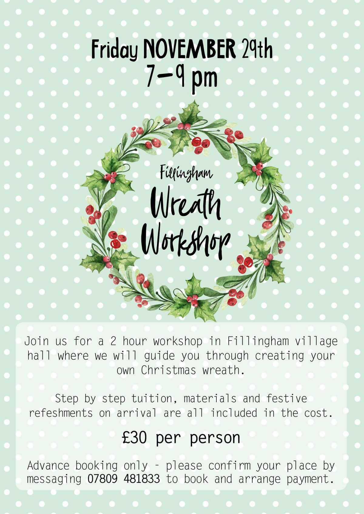 Fillingham Christmas Wreath Making Workshop