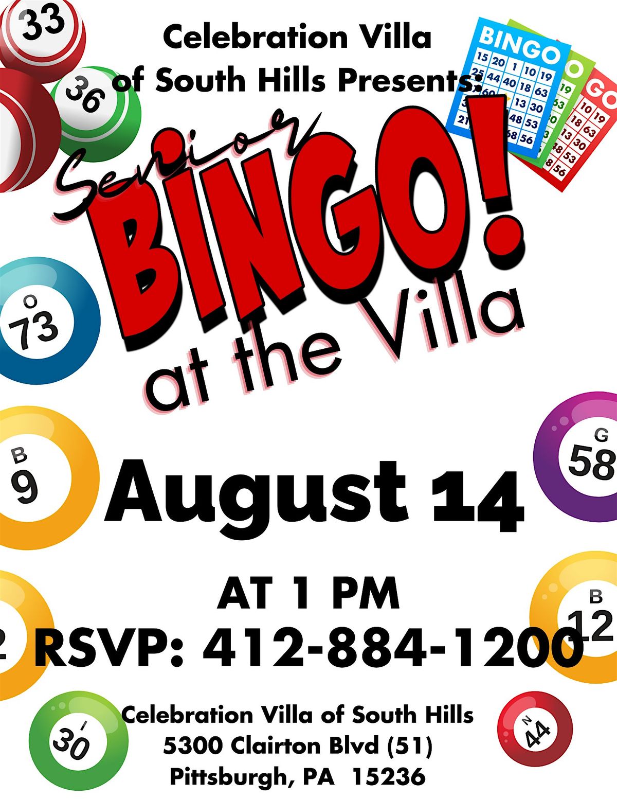 Free Senior Bingo at the Villa