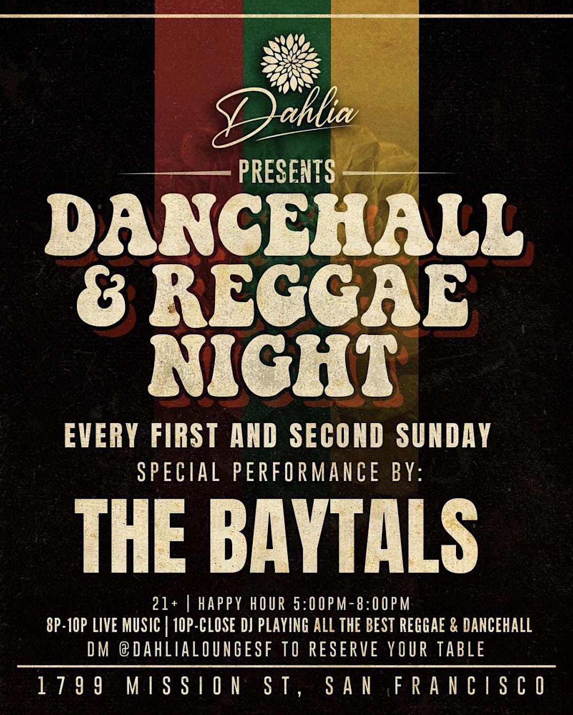 Reggae & Dancehall Night @ Dahlia Lounge SF