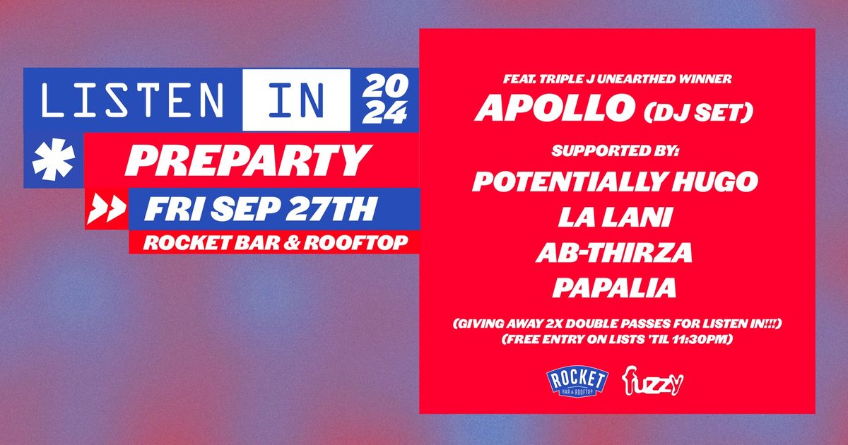 Listen In Pre-Party Ft. Apollo (DJ Set) \u2022 Rocket Bar & Rooftop