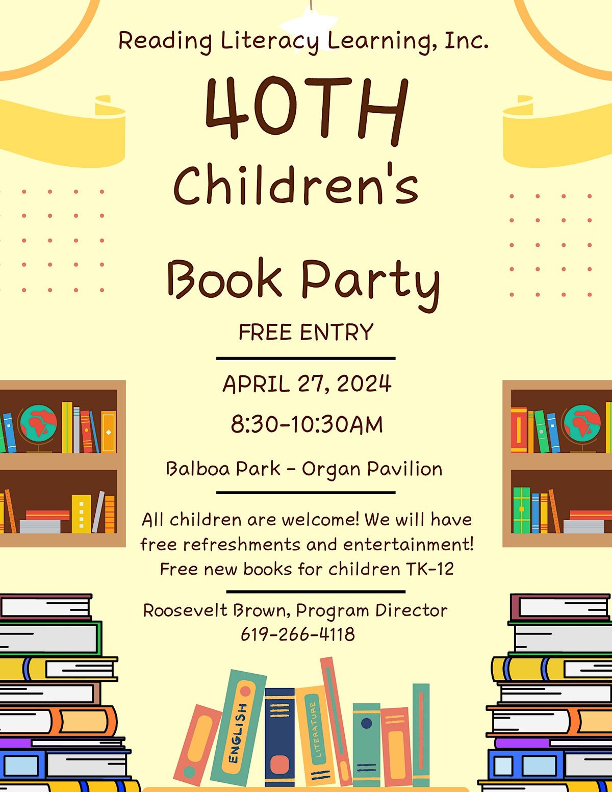 VOLUNTEERING EVENT - 40th Children's Book Party, April 27 at Balboa Park