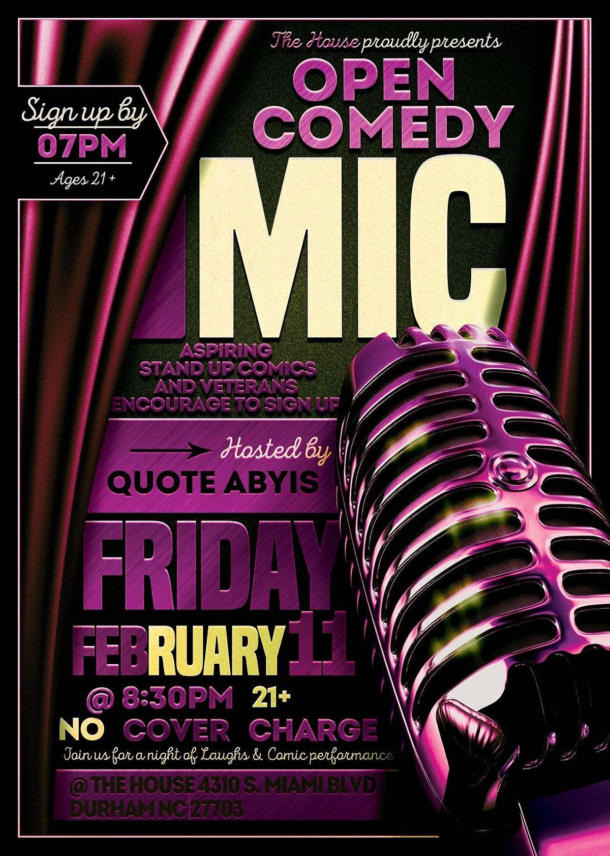 Comedy Open Mic...New and Veteran comics test their funny skills