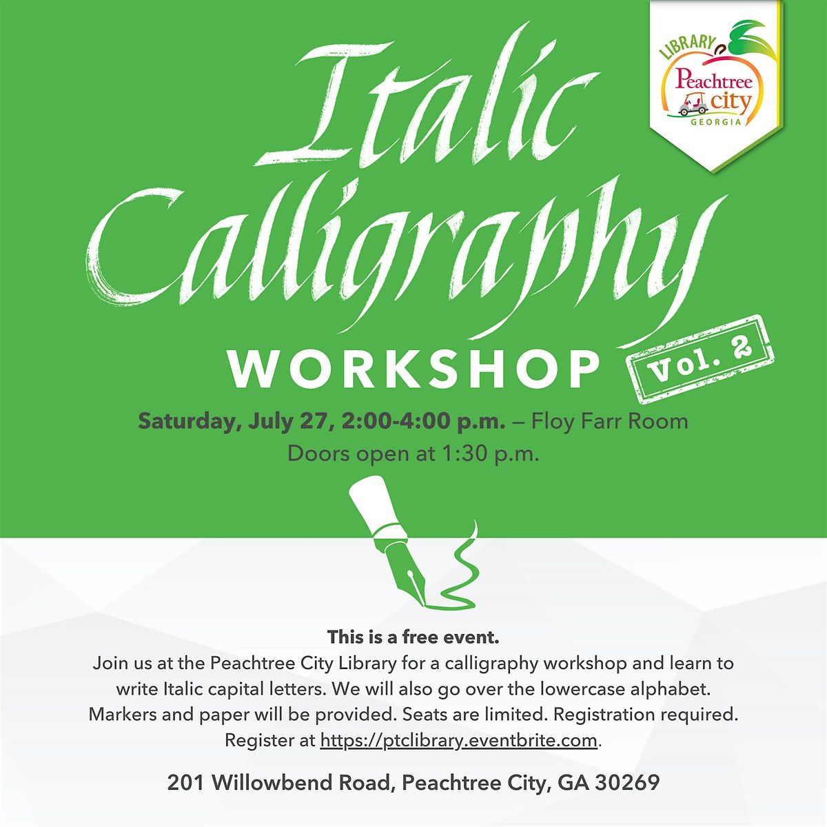Italic Calligraphy Workshop - Summer 2024