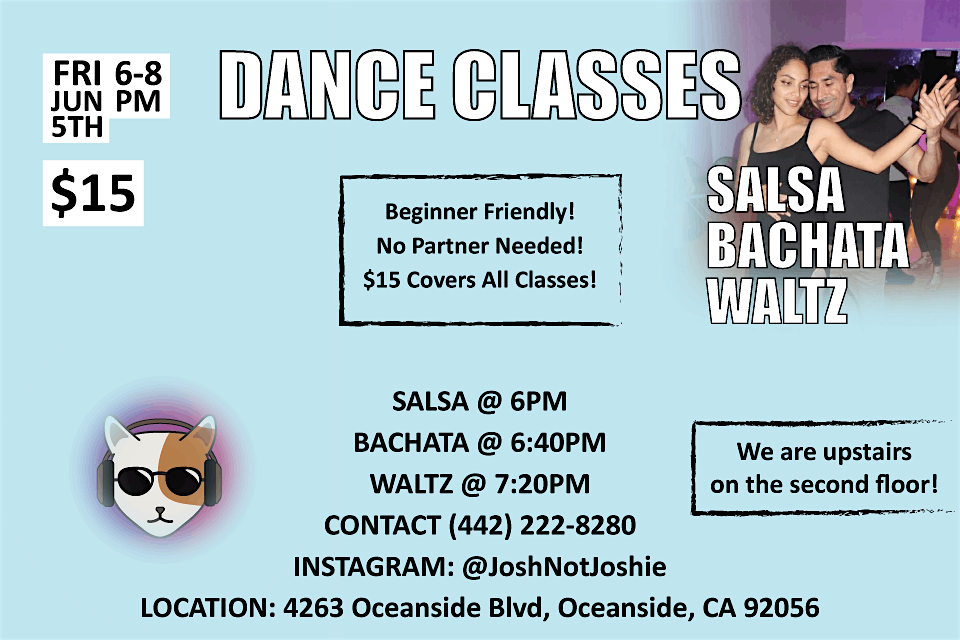 Beginner Friendly Salsa, Bachata, & Waltz Dance Classes!