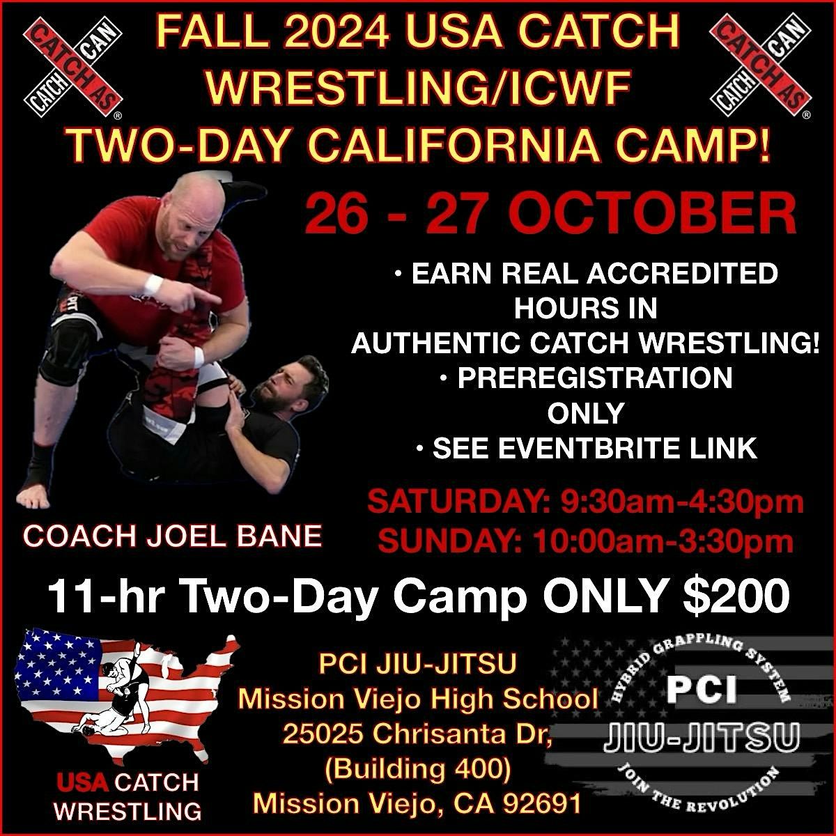 THE FALL 2024 USA CATCH WRESTLING\/ICWF TWO-DAY CALIFORNIA CAMP!