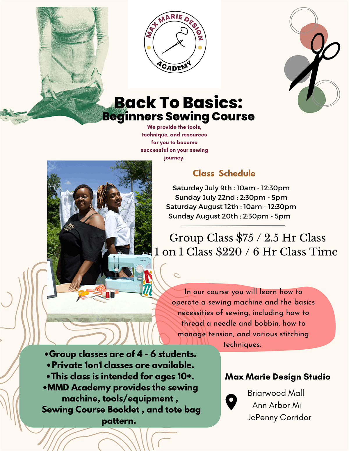 Back to Basics : Beginners Sewing Course ( Group Class)