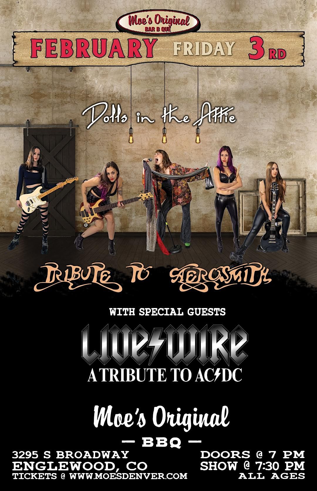 Dolls in the Attic (Aerosmith tribute) + Live Wire (AC/DC tribute), Moe ...