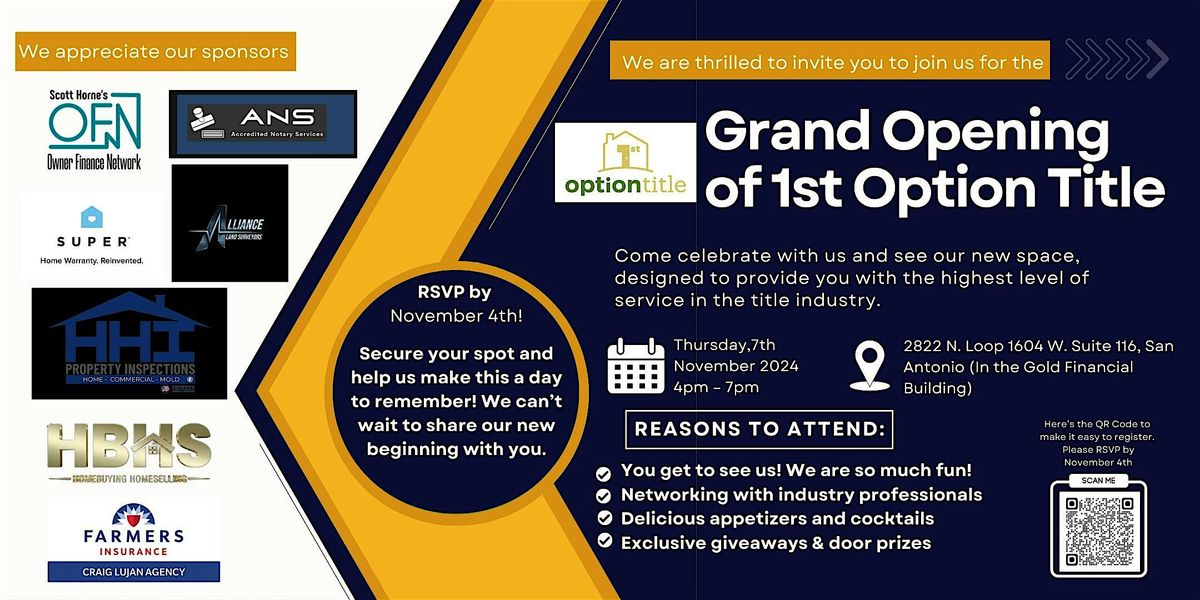 Grand Opening of 1st Option Title