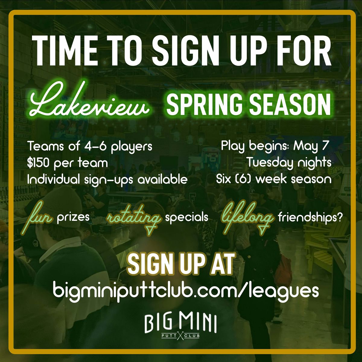 TEAM SIGN-UP - Big Mini  - Lakeview Spring 2024 League