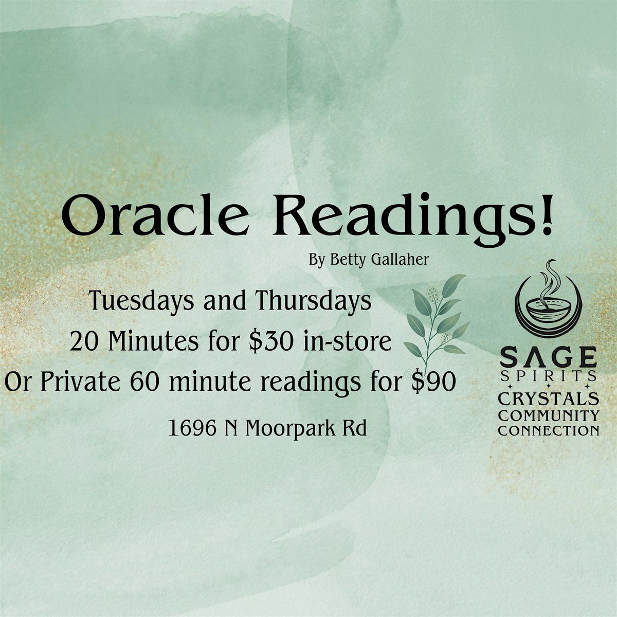 Oracle Readings with Betty Tuesday 7-9
