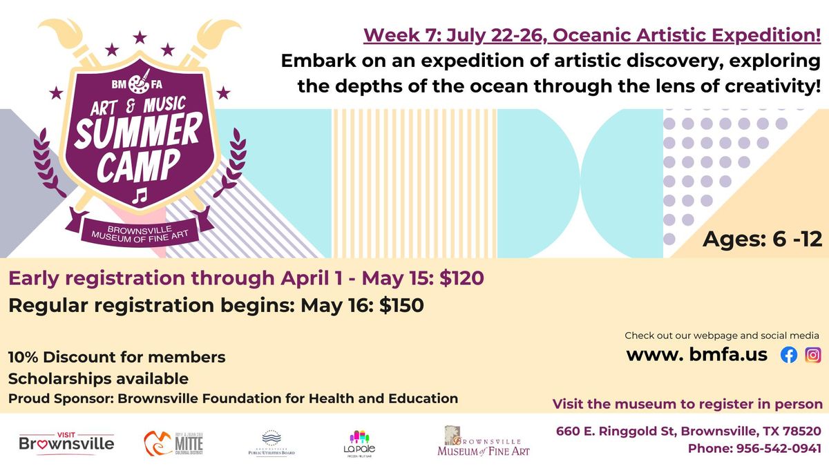 BMFA Art and Music Summer Camps, Week 7: July 22-26, Oceanic Artistic Expedition!