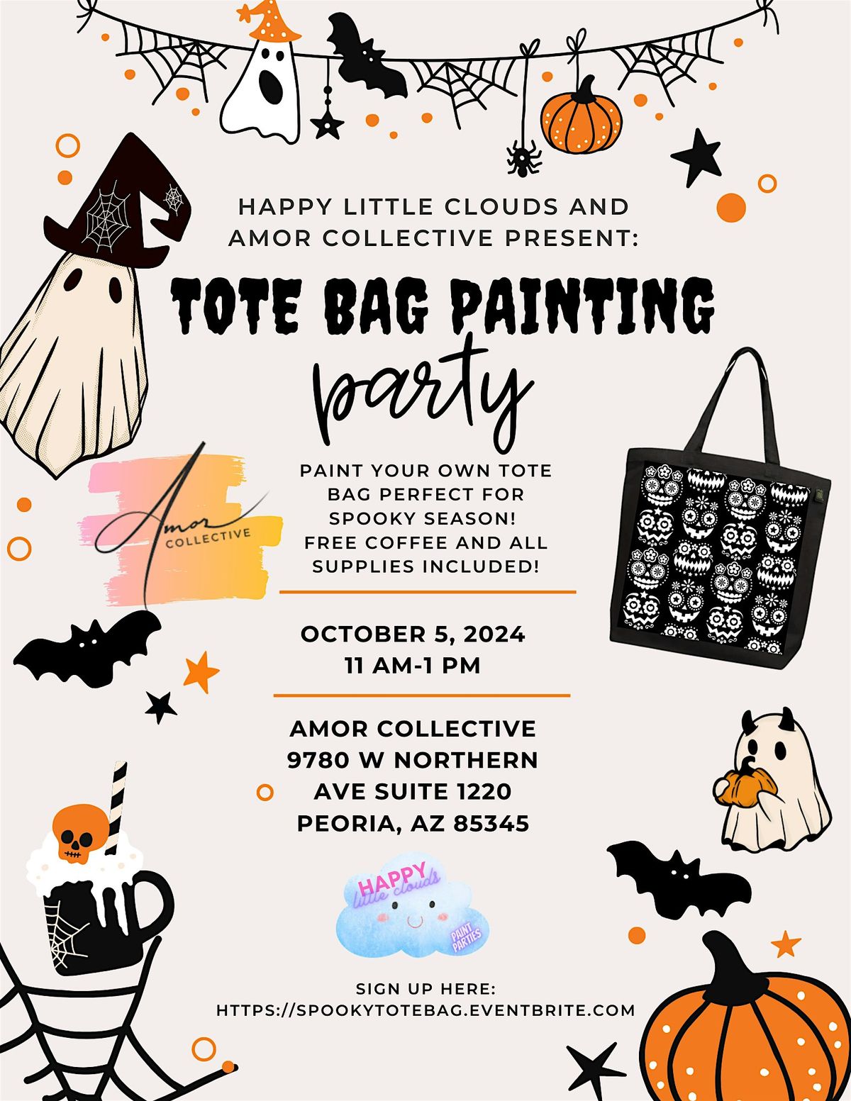 Spooky Season Tote Bag Painting Party at Amor Collective