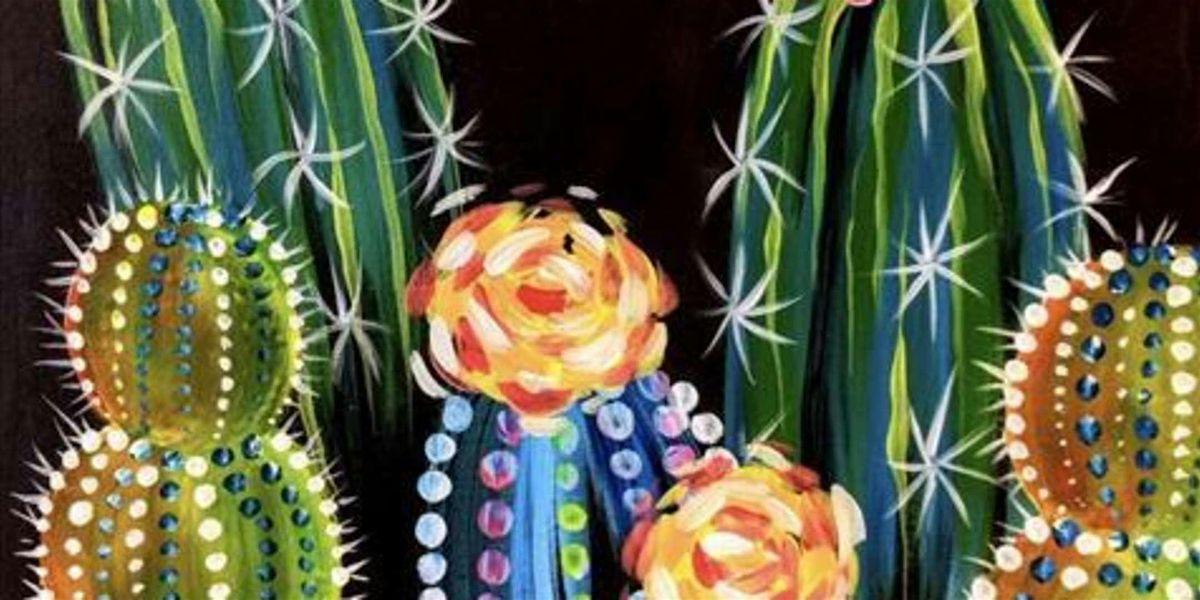 Bright Rainbow Cacti - Paint and Sip by Classpop!\u2122