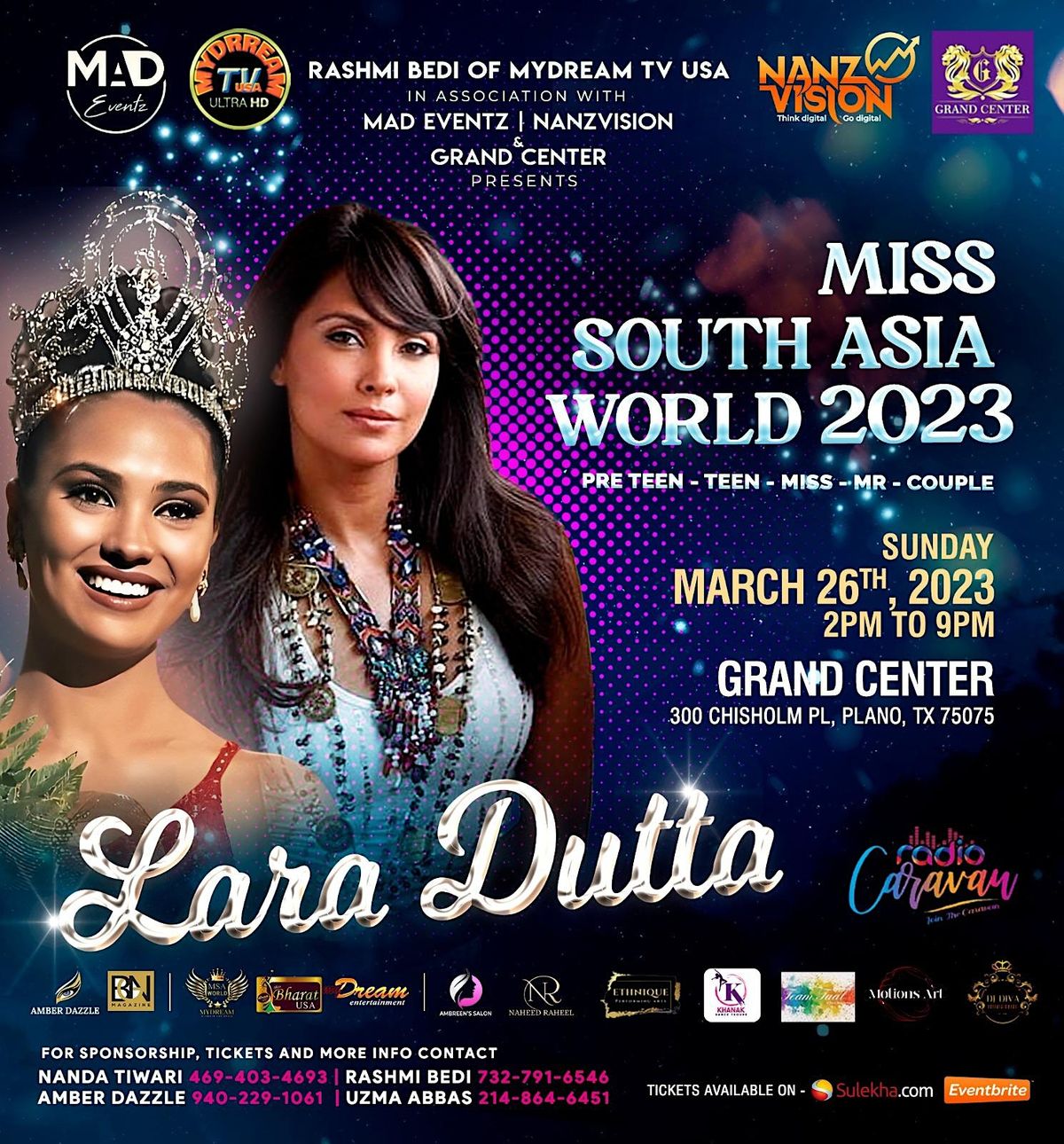 Miss South Asia World 2025, Grand Center, Plano, 26 March 2025