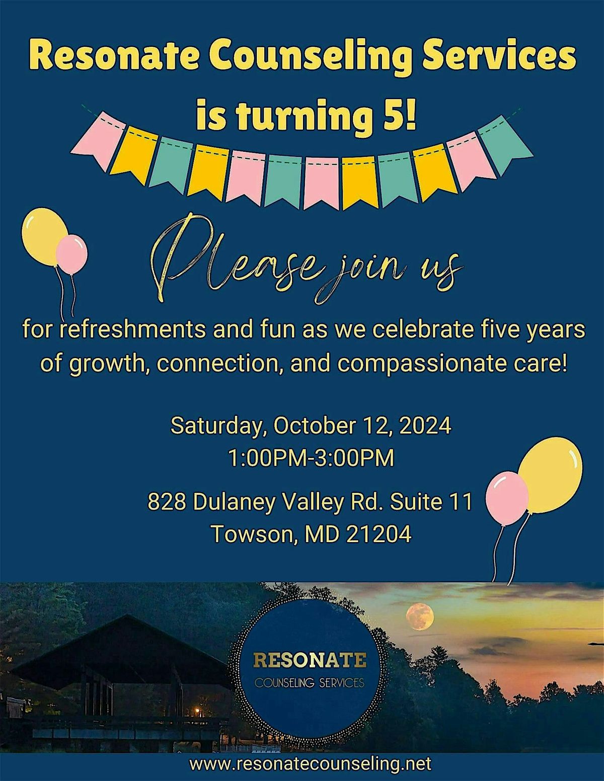 Resonate Counseling Services 5th Anneriversary Party and Networking Event