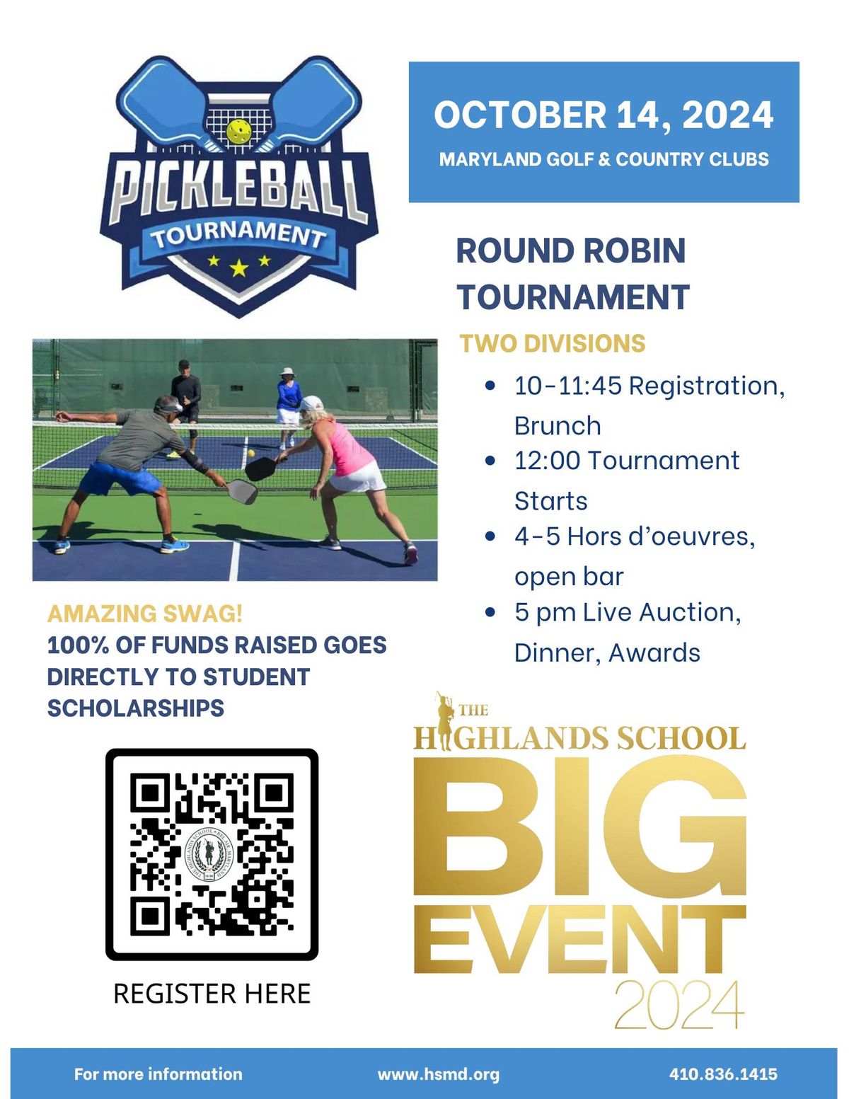 Highlands School Big Event Pickleball Tournament 