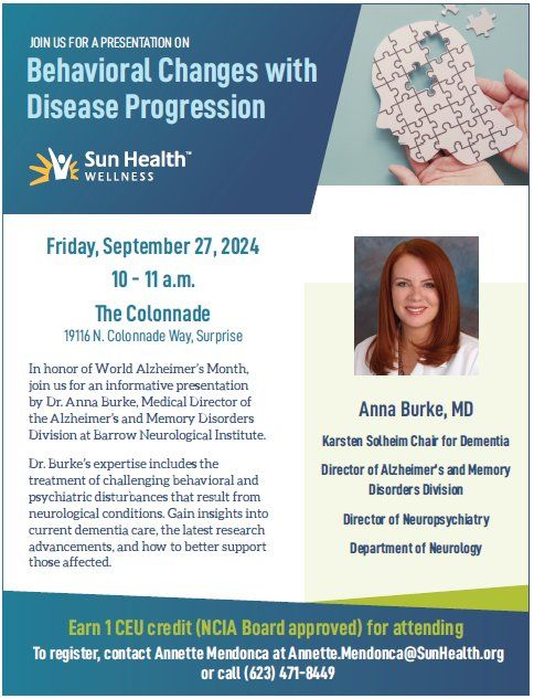 Behavior Changes with Disease Progression Presentation with Dr. Anna Burke, MD