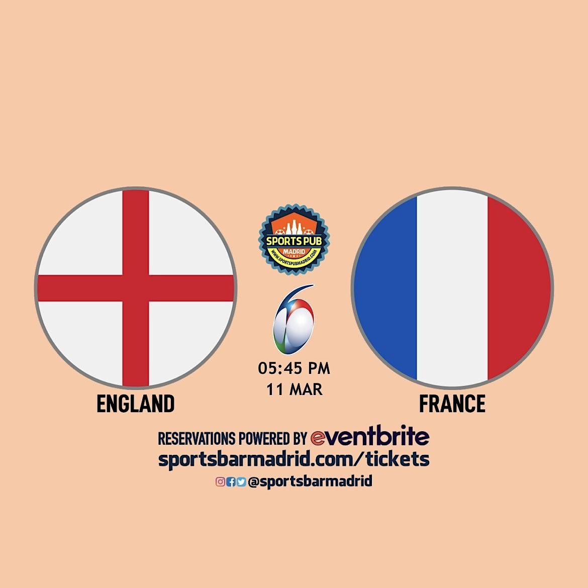 England v France | Rugby Six Nations - Sports Pub San Mateo