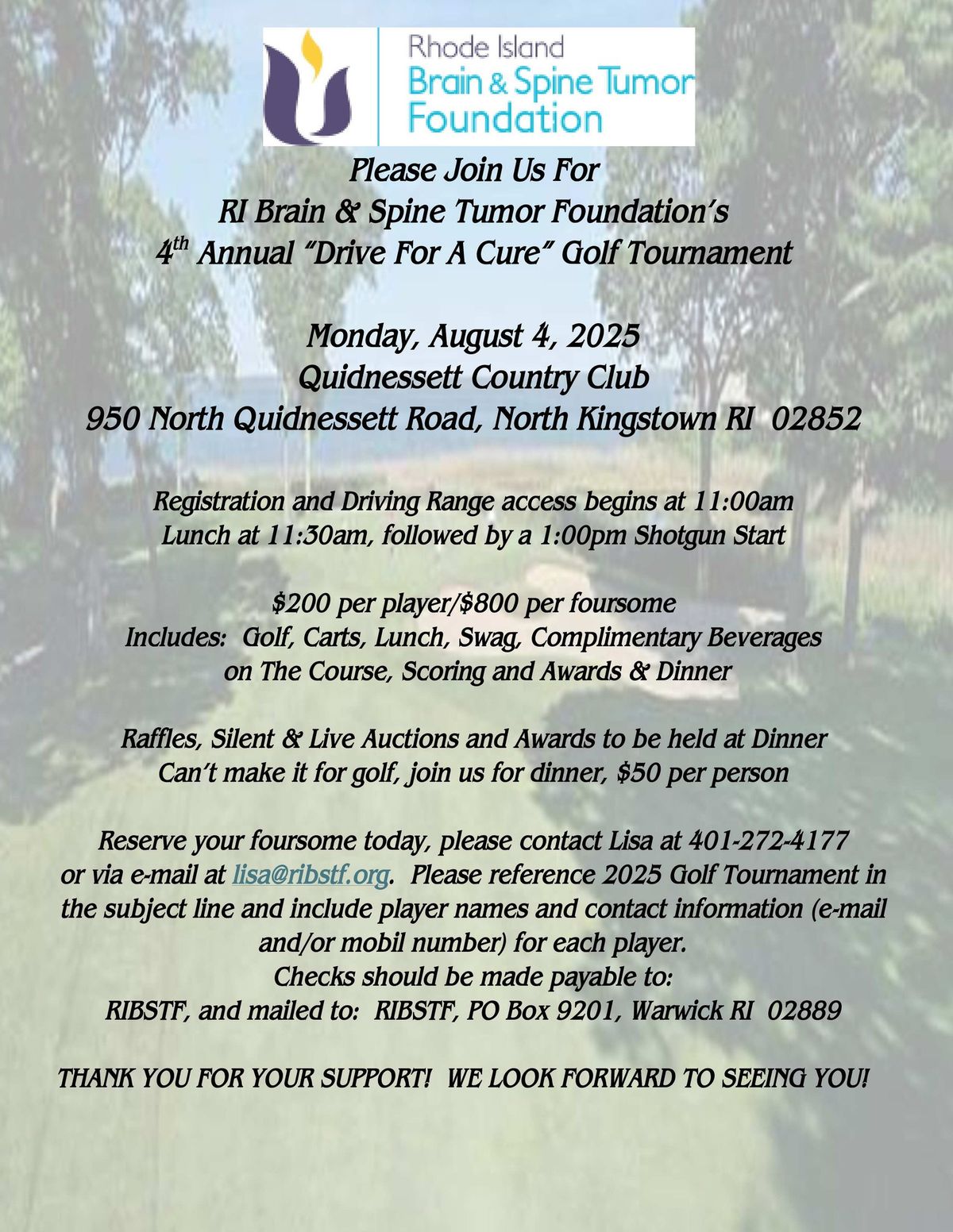 RI Brain & Spine Tumor Foundation's 4th Annual "Drive For A Cure" Golf Tournament