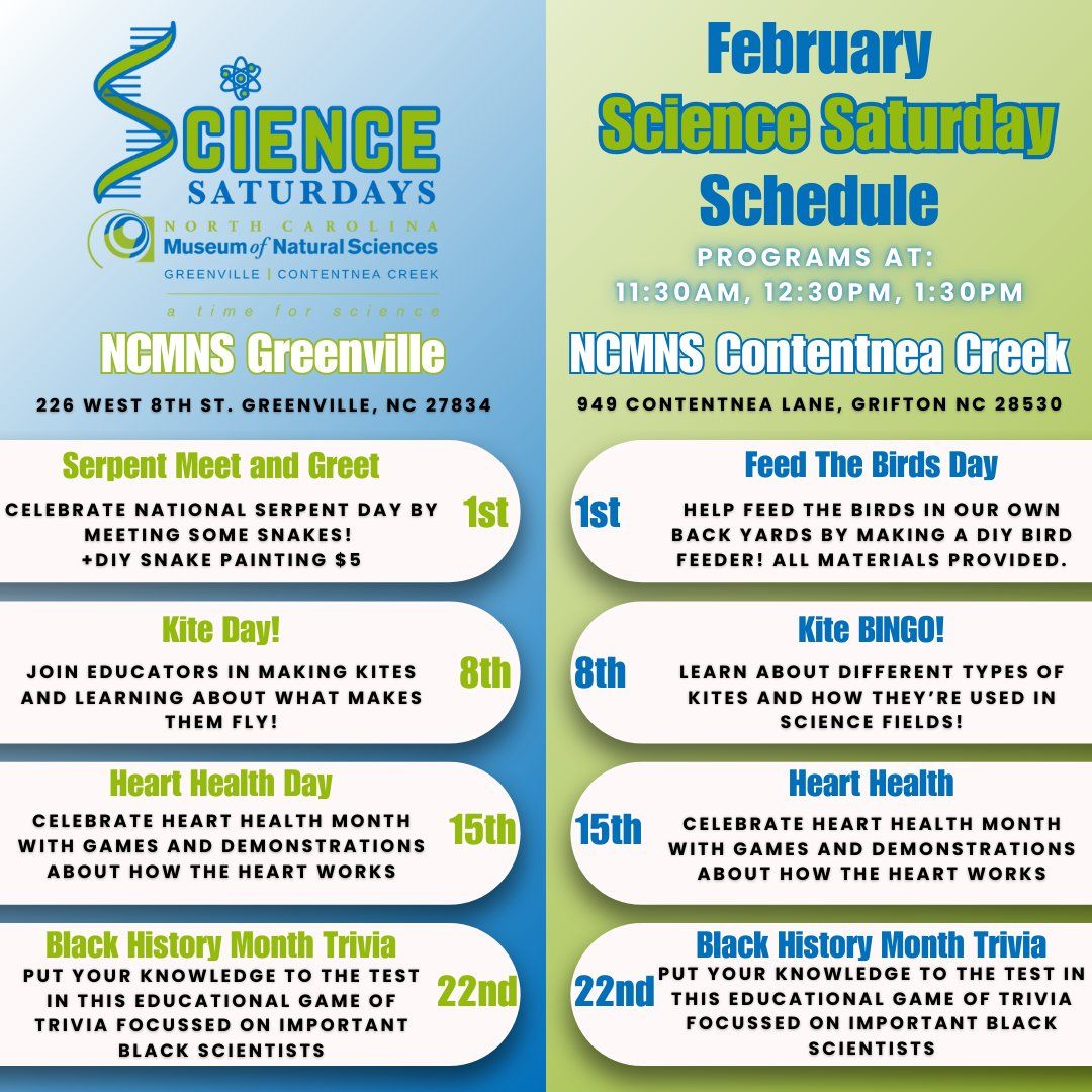 Science Saturdays at NCMNS Greenville and Contentnea Creek