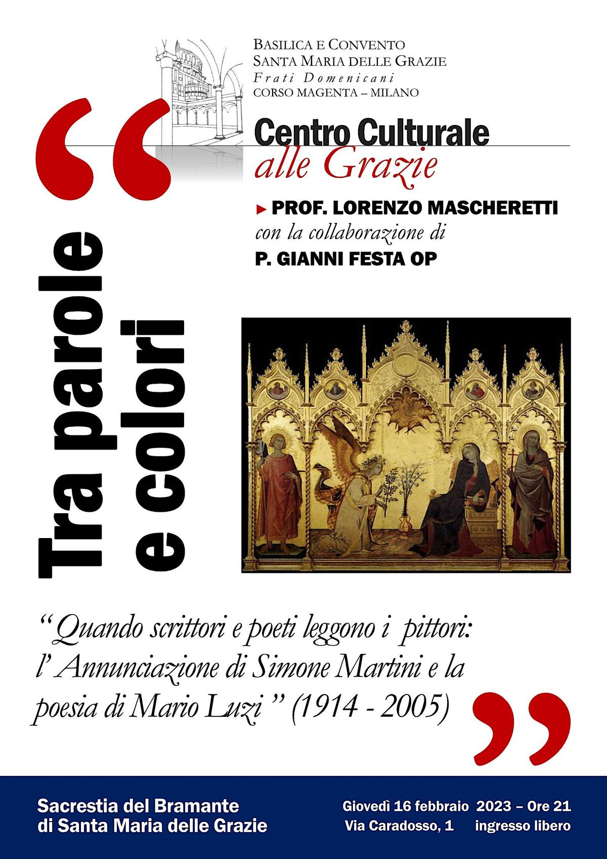 "Tra Parole e Colori" : Festa \/Mascheretti - Simone Martini e  Mario Luzi
