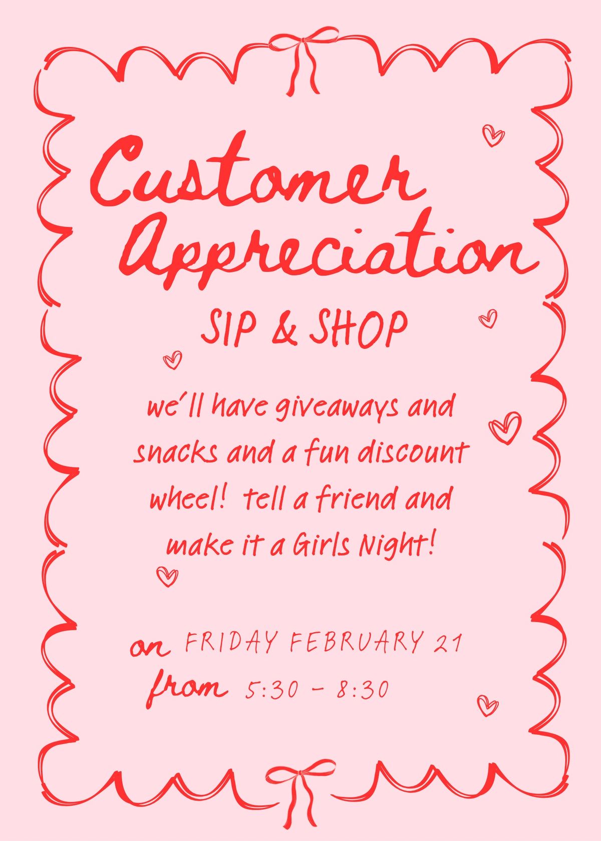 Customer Appreciation Sip and Shop