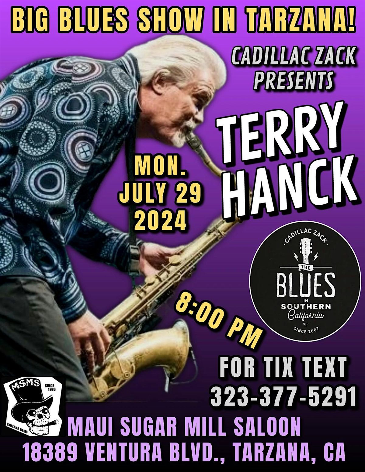 TERRY HANCK - Blues Saxophone Legend - in Tarzana!