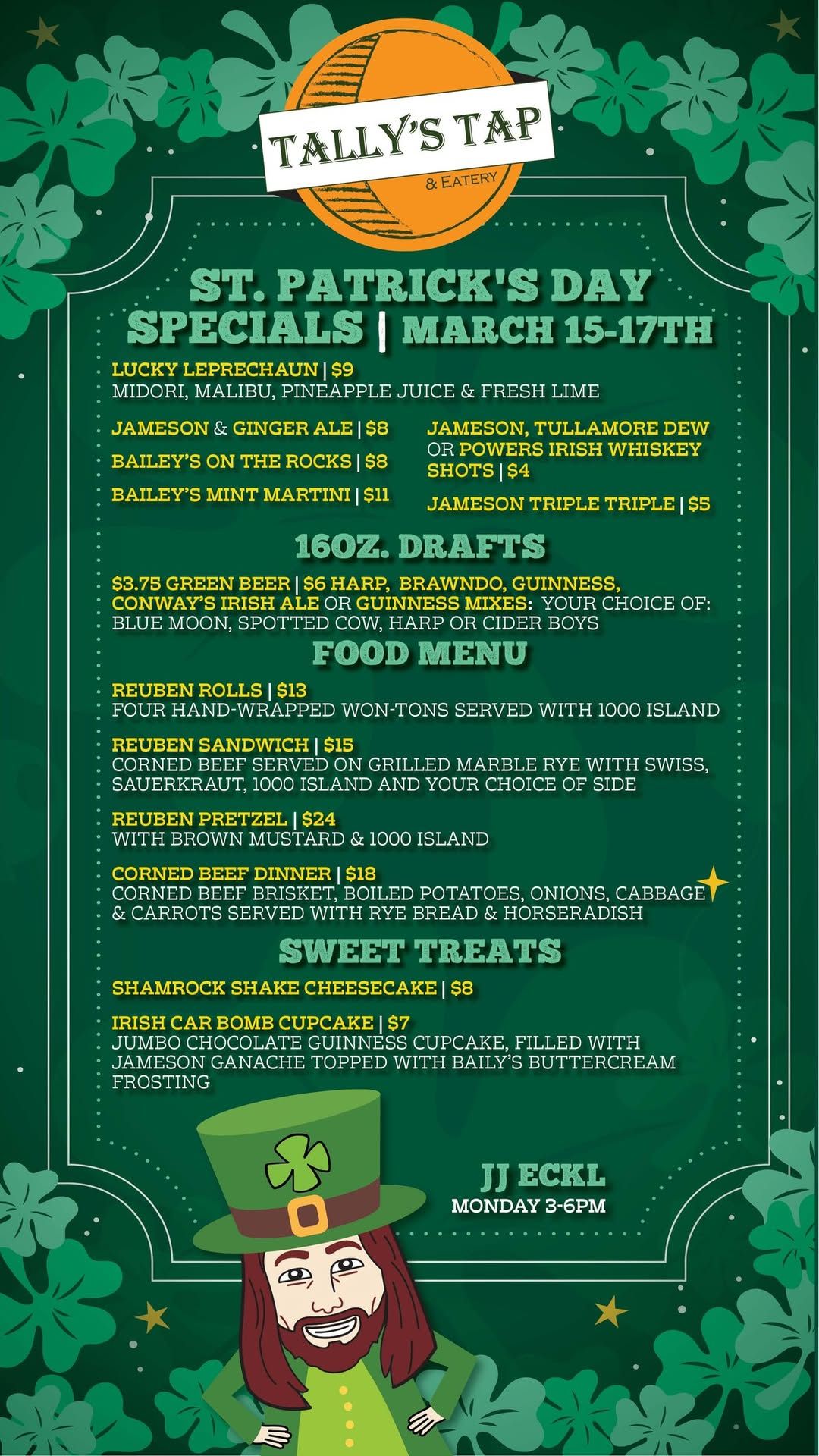 TALLY'S ST. PATRICK'S DAY | SPECIALS MARCH 15-17TH